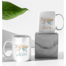 Nyuszis bögre egyedi névvel